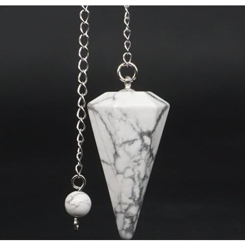Natural Gemstone White Howlite Turquoise Bonded Pendulum Healing Crystal Reiki Dowsing Energy Chakra Tool