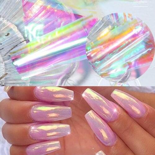 New Aurora Ice Nail Foils Cellophane IceCube DIY Nail Sticker Nail Transfer Stickers Nail Decoration Holographic Film Nail DIY