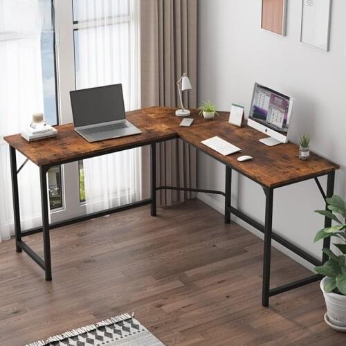 L-Shaped Office Writing Desk Corner Computer Desk Laptop Table Home Furniture Gaming Study Table Steel Frame Desk Multipurpose