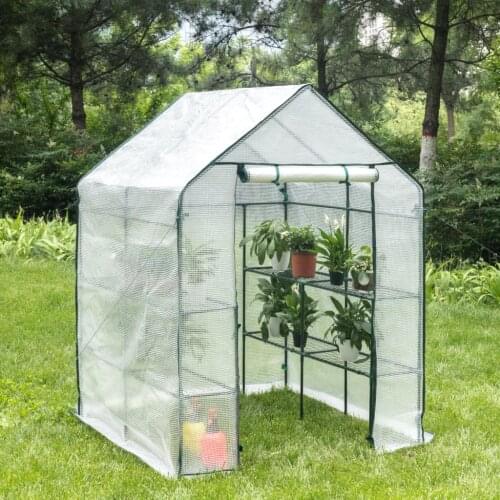 Polythene Greenhouse 143x143x195 cm PE Semi-Transparent Tomato Greenhouse Tarpaulin Waterproof Weatherproof Garden Plant House