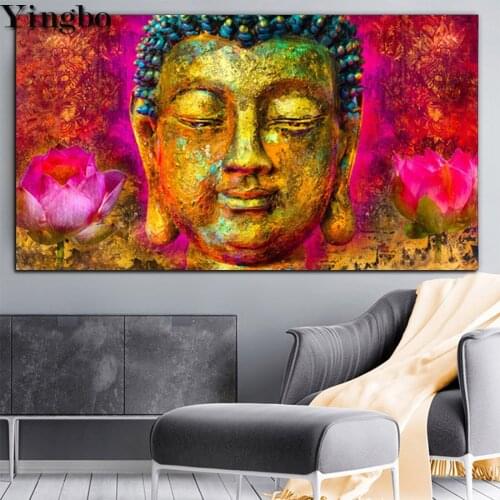 Full round drill Diamond painting Buddha Lotus 5D Diamond embroidery Cross stitch square resin large size office wall decortion