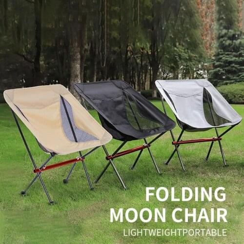 Portable Outdoor Folding Moon Chair Backrest Camping Chair Fishing Picnic BBQ Collapsible Stool