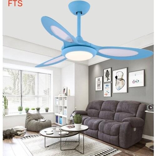 Nordic ceiling fan light restaurant simple remote control American three-leaf living room bedroom electric fan chandelier