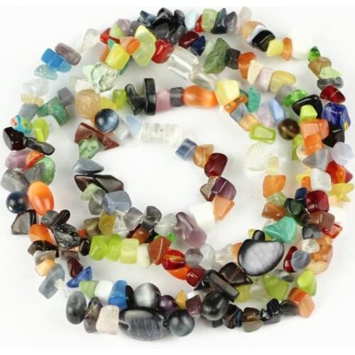 Natural Mixed Crystal Turquoises Rainbow stone Irregular Gravel beads 84cm Chips Beads For Jewelry Making bracelet Necklace DIY