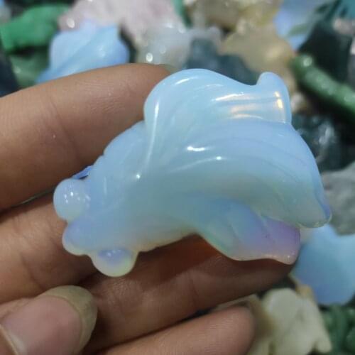 1pcs wholesale Natural stone Chinese stone hand-carved statue of Aventurine​ fish