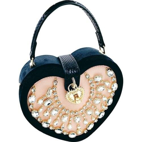 Bag For Women New Heart Shaped Design Rhinestones Portable Womens Luxury Party Handbags Evening Bag Cocktail Bag