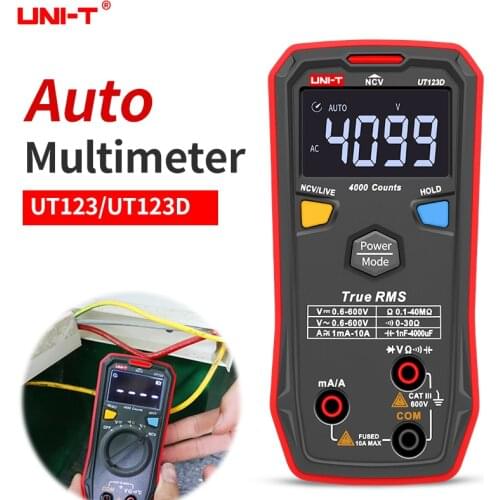 U-NIT UT123/UT123D Mini Digital Multimeter Auto Range NCV AC/DC Voltage Resistance Capacitance Temperature ℃/℉ Multimetro Pocket