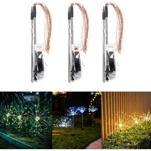 LED Solar Firework Lights Outdoor Ground Waterproof Fairy Garland 90LEDs Light String Garden Lawn Street for Pop Year Christmas