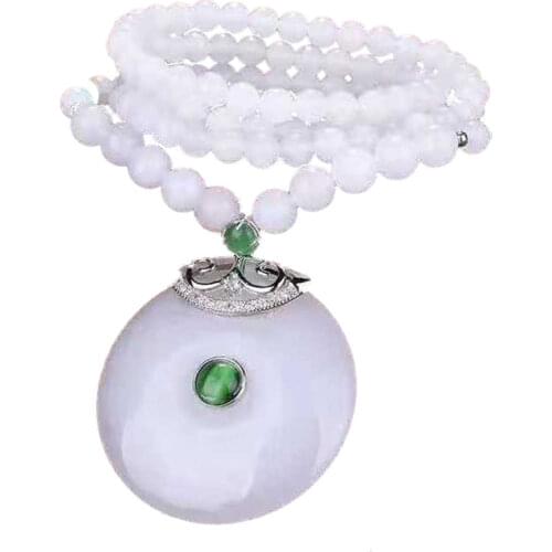 Xinjiang Baiyu Ping'an Buckle Necklace Chain Sweater Chain Autumn and Winter Baitie Jewelry