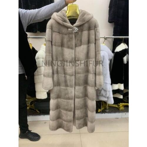 New brand Real Fur Coat Mink Women Winter Natural Fur Mink Coats And Jackets Female Long Warm Vintage Women Clothes