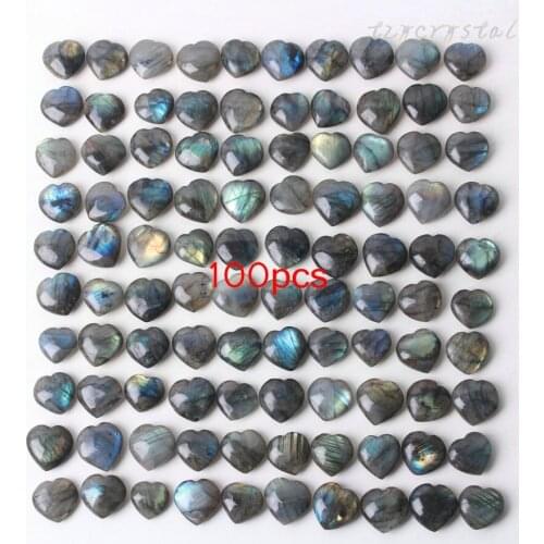 100pcs Colorful Bright Labradorite Small Heart Gem Mineral Pendant Decorative Jewelry