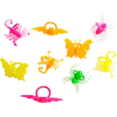 20 Pcs Colorful INSECT RINGS Halloween Butterfly Bug Super Mega Value Pack Novelty Birthday Party Favors Toy Prize Gift Bag