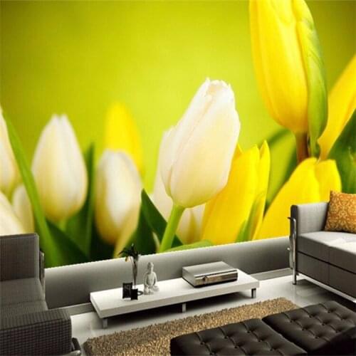 3D Wallpaper Beautiful Flowers Yellow Tulips Photo Murals Living Room Dining Room Modern Simple Decor Wall Painting Papel Mural