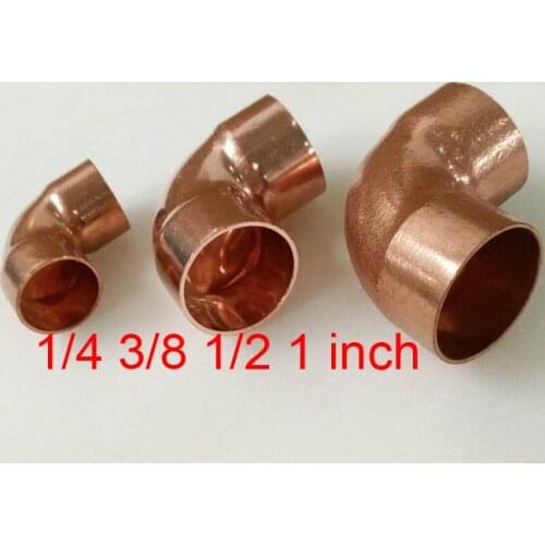 6.35mm 9.52mm 12.7mm 25.4mm 1/4 3/8 1/2 1 inch copper 90° elbow angle fitting Socket bend quarter bend square bend square elbow