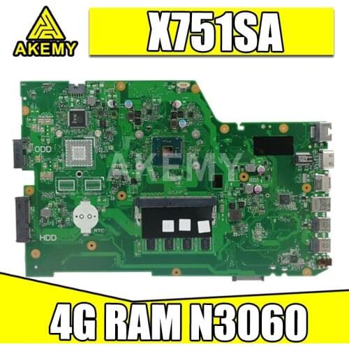 90NB07M0-R00060 for ASUS X751SV X751SJ X751SA X751S Laptop Motherboard 4G/N3060 CPU