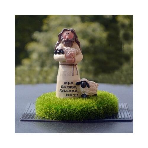 Car perfume ornaments Jesus hug lamb lawn version engraved cross Christian gift jewelry
