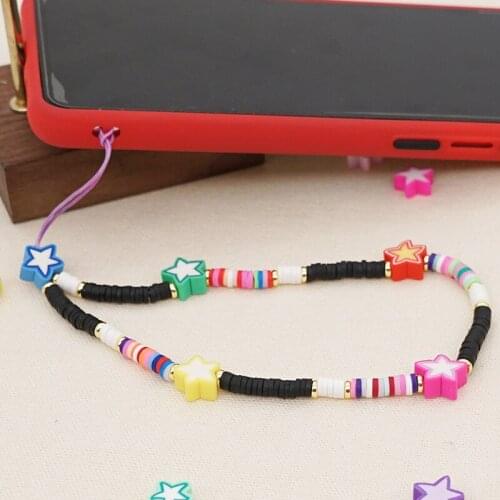 Bohemian Wrist Chain For Phone Holder Summer Beach Phone Chains Cute Fruit Strap Women Colorful Beads Lanyard Key Holder