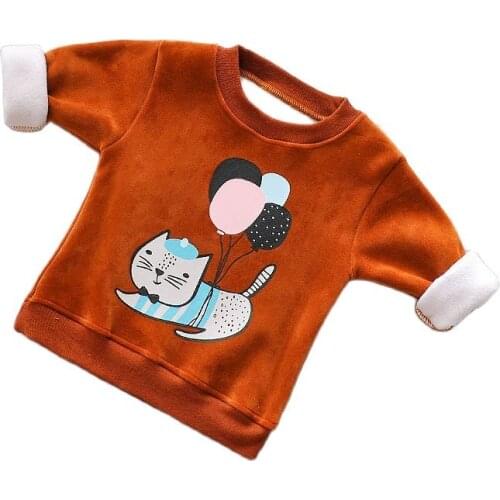 Kids Comfortable Hotselling Hoodies Toddler Girl Winter Clothes Cute Cartoon Cat and Ballon Patterns High Quality Girls Outfits