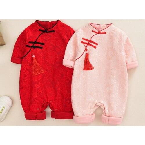 Baby jumpsuit Chinese style girl tang long sleeve autumn clothes