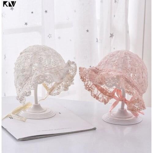 Cute Lace Newborn Baby Hat Photography Props Flower Summer Baby Accessories Girl Sun Hat Breathable Cotton Infant Bonnet Caps
