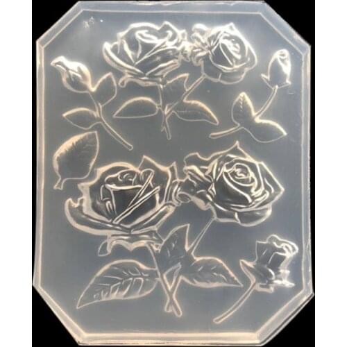 K3ND New Mirror DIY Handmade UV Crystal Epoxy Mold With Leaf Big Rose Jewelry Pendant Accessories