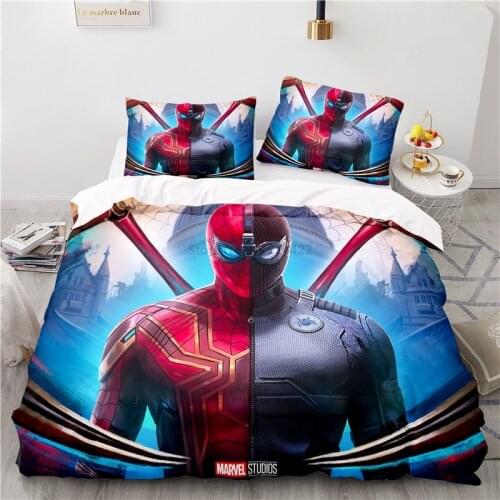 2021 Marvel Spider Man Cartoon Bedding Set Twin Full Queen King Size Duvet Cover Set Pillowcase Adult Children Boys Home Decor
