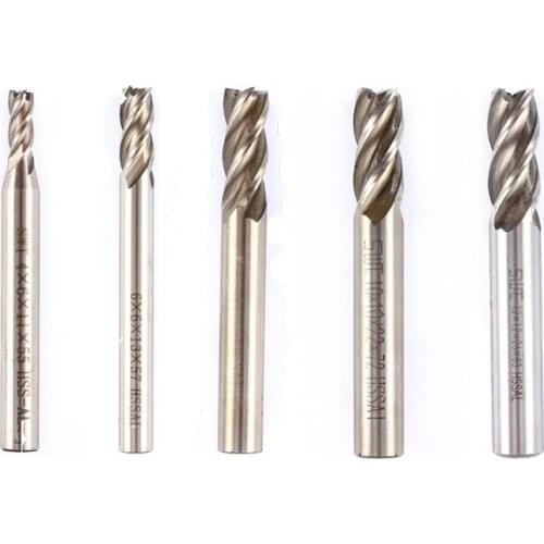 5pcs/set HSS CNC Straight Shank 4 Flutes End Mill Milling Cutter Drill Bits 4 6 8 10 12mm