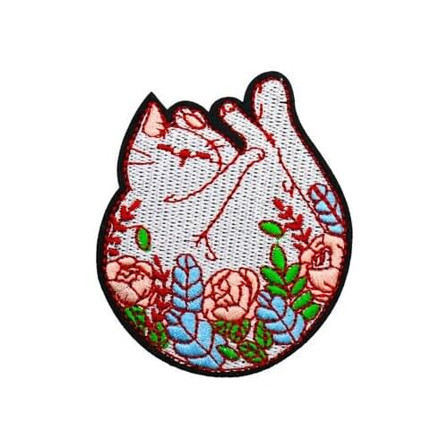 Creative Big Flower cat Sequins Sew-on Embroidered Patch Floral Motif Applique Cloth iron on can be customized with your logo