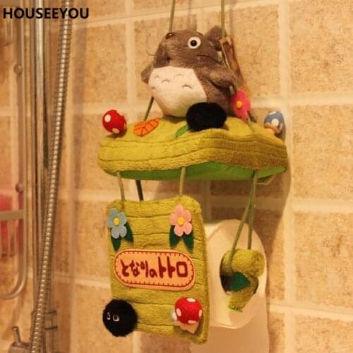 Creative Totoro Black Briquets Plush Restroom Toilet Roll Paper Holder Tissue Box Napkin Storage Boxes Home Bathroom Supplies