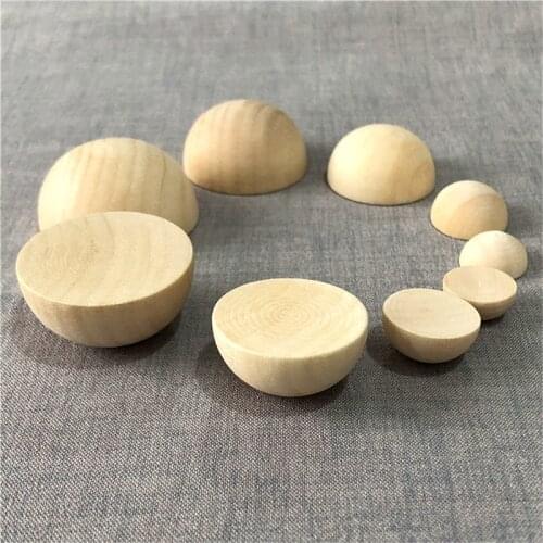 Natural Unfinished Half Wood Beads Balls 15 20 25 30mm Round Spacer Wooden Beads Eco-Friendly Semicircle Semi-Spherical Charms