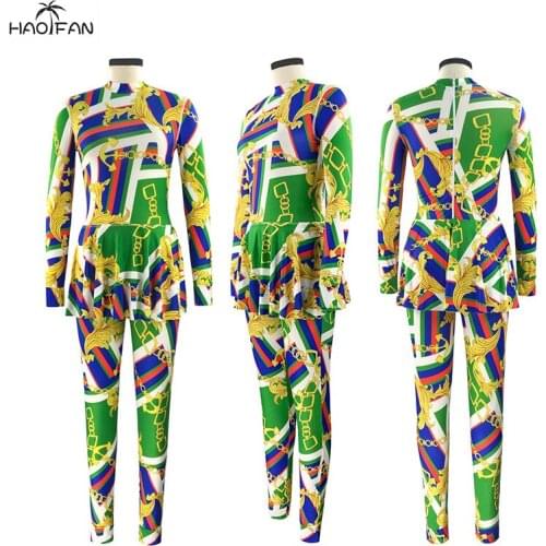 HAOFAN 2020 new plus size swimwear boogie muslim fat printed fashion swimwear long sleeve arab turkey islamic swimwear 2XL-5XL