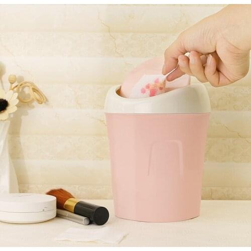 Mini Plastic Waste Bin Desktop Garbage Basket Table Kitchen Living Room Trash Can Home Trash Can Green/Pink/Blue Color