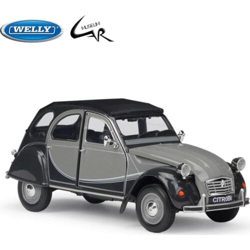 WELLY 1:24 Model Car Simulation Alloy Metal Toy Car Childrens Toy Gift Collection Model Toy Gifts Citroen 2CV 6 Charleston