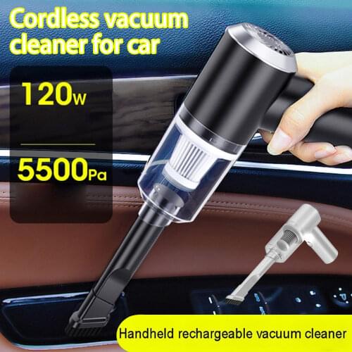 120W Powerful Car Vacuum Cleaner Cordless Portable Handheld Home Cleaning Auto Duster USB Rechargeable 5500Pa Car Vacuum Cleaner