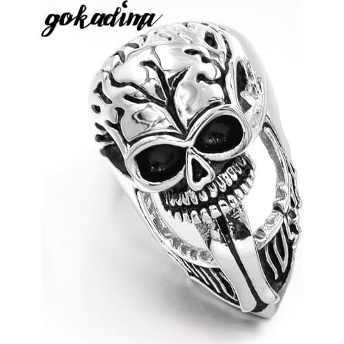 GOKADIMA Long tongue skull ring,2019 mens new cool jewelry