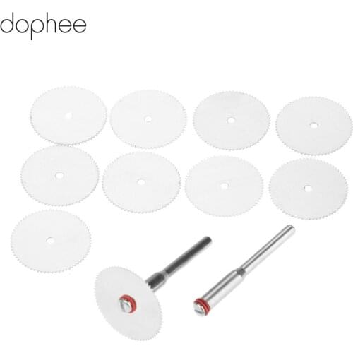 Dophee 10Pcs 22mm Wood Saw Cutting Discs Rotary Stainless Steel Cut Off Wheel with 2 Mandrels for Mini Drill Rotary Tool Dremel