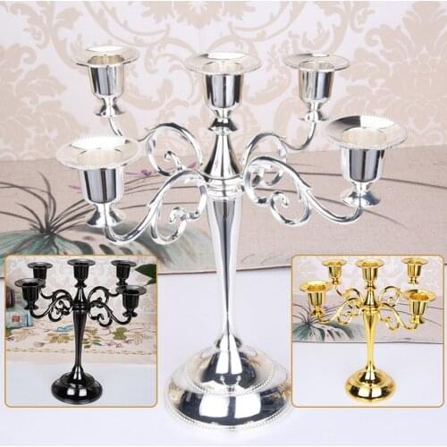 European Style Table Candlestick Five-Head Ornaments Retro Romantic Wedding Candlelight Dinner Candle Holder Home Decor
