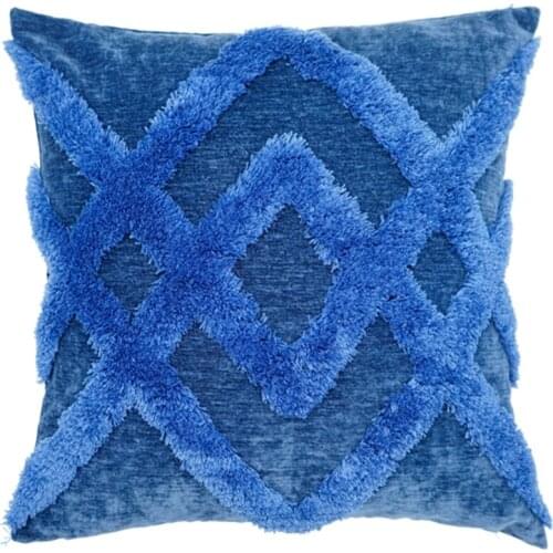 Boho Tufted Throw Pillow Cover with Handwoven Stripes, Velvet Woven Tufted Lumbar Pillowcases Simple Decorative Cushion Case