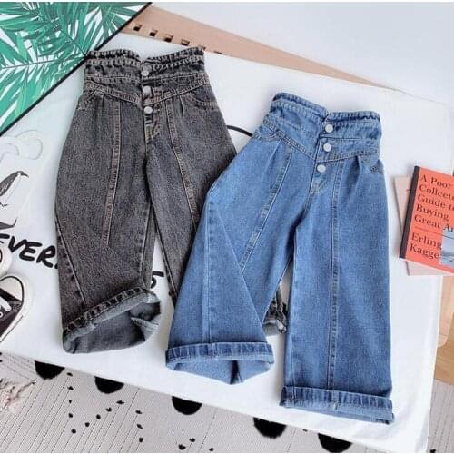 2020 new wholesale girls denim wide pants fashion autumn girls jean pants 3-8t F783