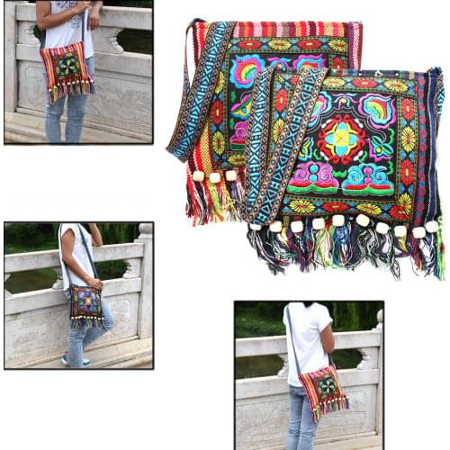 Brand New 2021 Vintage Chinese National Style Ethnic Shoulder Bag Embroidery Boho Hippie Tassel Tote Messenger Storage Bags