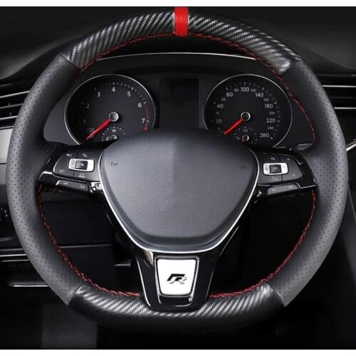 For volkswagen Passat B8 2016-2019 Leather steering wheel cover Braid Auto Cover With Needle and Thread Interior Accessorie Kits