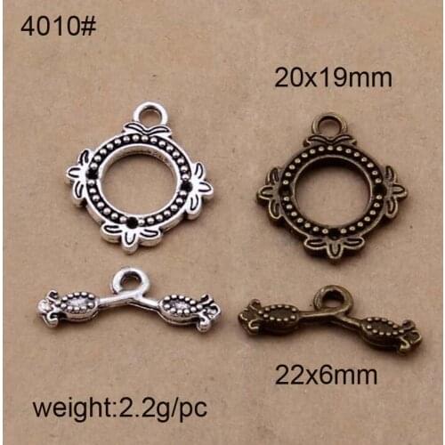 Wholesale 25 Sets Antique Silver / Antique Bronze Alloy Toggle Clasp Hooks Connectors For Bracelets Jewelry Making