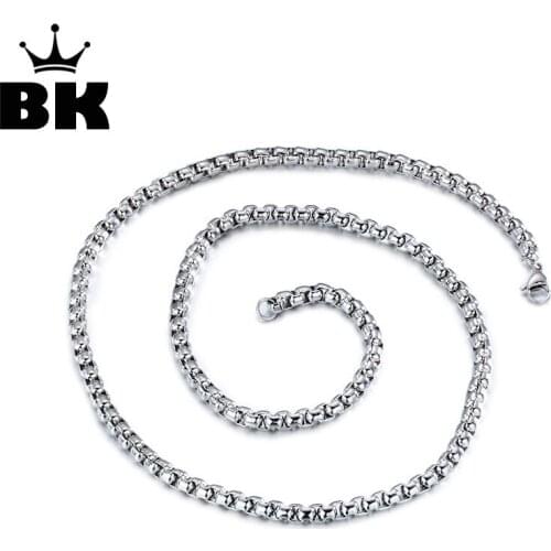 Fashion Stainless Steel Men Women Round Box Chain Necklace 5mm Width 75cm Long Unisex Wholesale Necklace