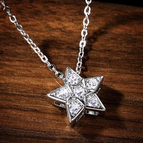 Huitan Luxury Star Necklace for Women Simple Stylish Design Romantic Ladys Engagement Necklace High Quality Fashion Jewelry New