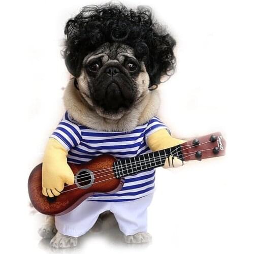 Pet Guitar Pug Dog coat Funny Dog Costumes Guitarist Player Ourfits for Cosplay Party Funny Cat Clothes french bulldog dog coat