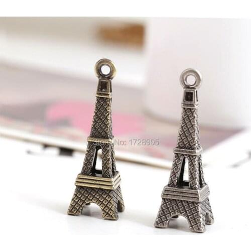Pendant Charm 3D Eiffel Tower Paris Vintage Metal Zinc Alloy Charms Jewelry Pendant Large Pendant 5 pcs 43*13 mm