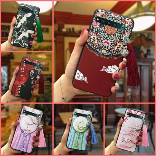 Fashion Design Shockproof Phone Case For TCL 10 Pro Silicone Soft Lanyard Chinese Style Anti-knock