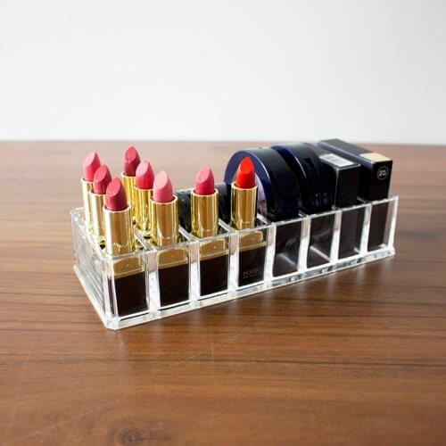 Transparent Acrylic 8 Slots Makeup Organizer Lipstick Storage Case Powder Eyeshadow Storage Cosmetic Organizer Dress Table Box