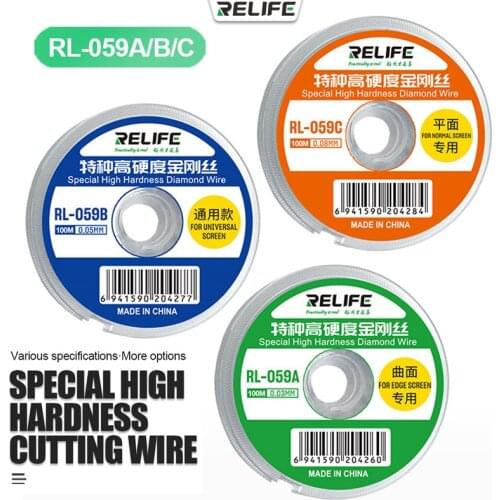 RELIFE RL-059 Special High Hardness Diamond Wire cutting rope for touch screen lcd separating Alloy Gold Molybdenum Wire