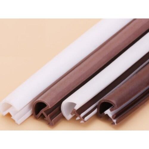 Wooden Door Slot Groove Rubber Seal Strip Hollow TPE Bulb Seals Perimeter Bumpers 3 x 8mm 10mm 12mm x 10mm 10m Brown White